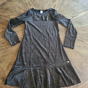 Bebe Girls GLITTER VELOUR DRESS W/MESH- black